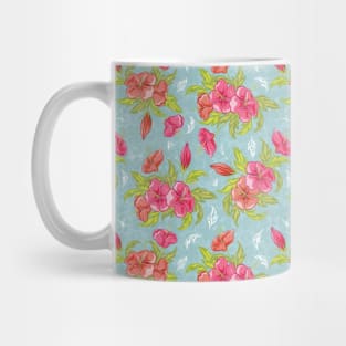 Beautiful Pink Flowers on Green Background Mug